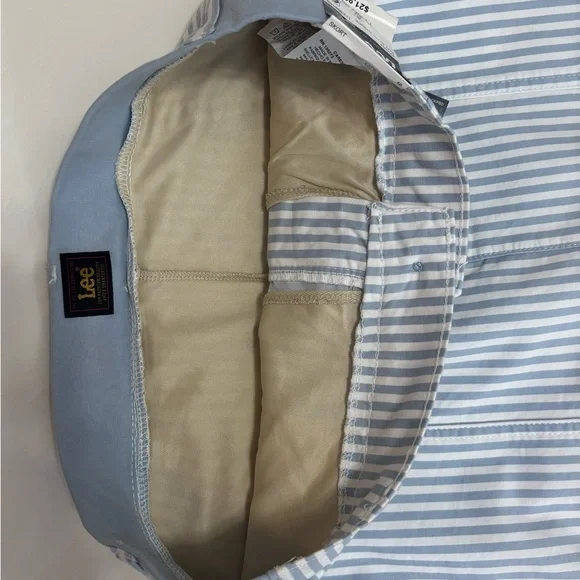 NWT Lee Women’s Mid Rise White & Shy Blue Stripe Cotton Blend Skort, Size 10 - Picture 9 of 15